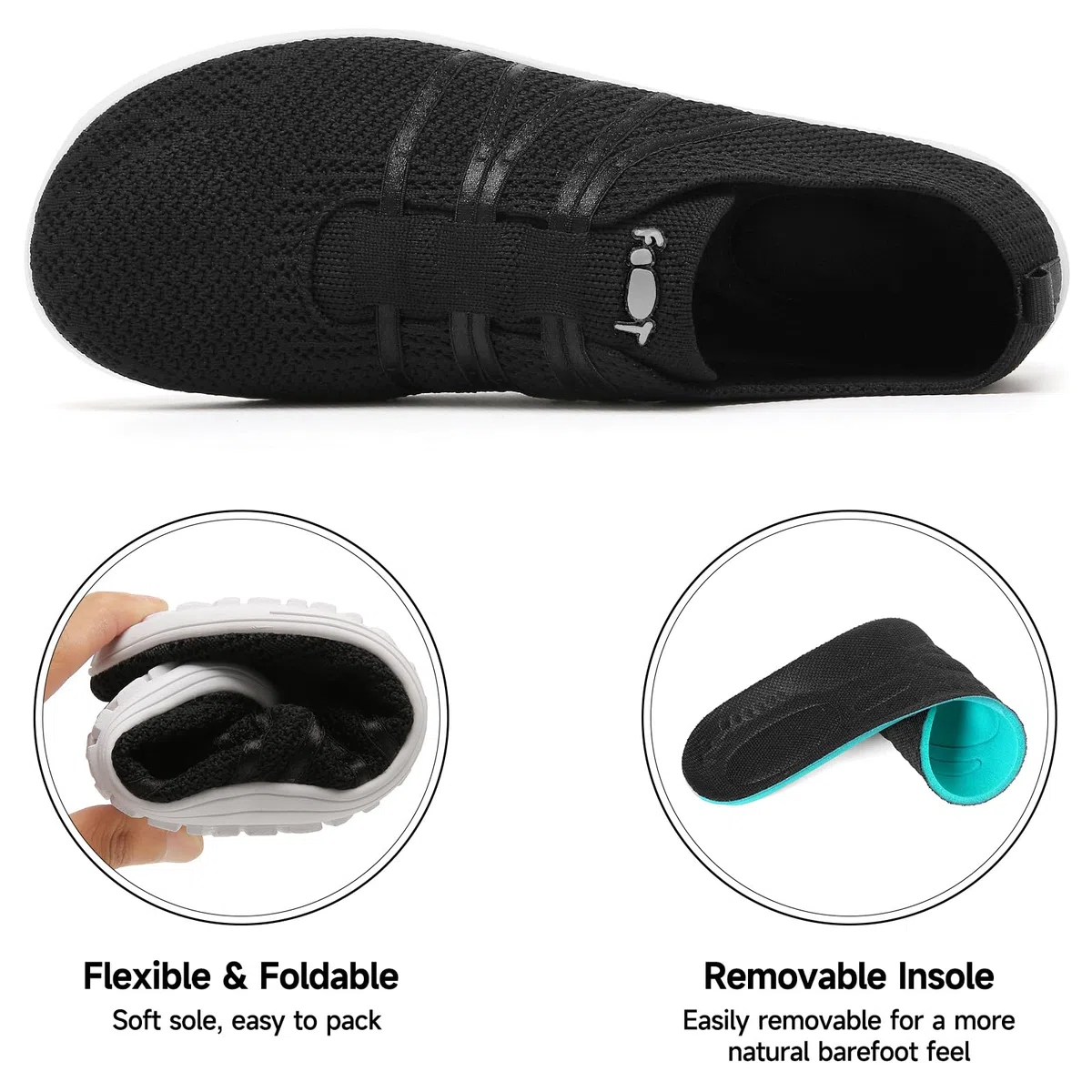 Wizshoe Barfußschuhe Damen Herren Barfuss Schuhe Bequeme Hausschuhe Slip On Sneaker Atmungsaktiv Fitnessschuhe mit Zero-Drop Solhe