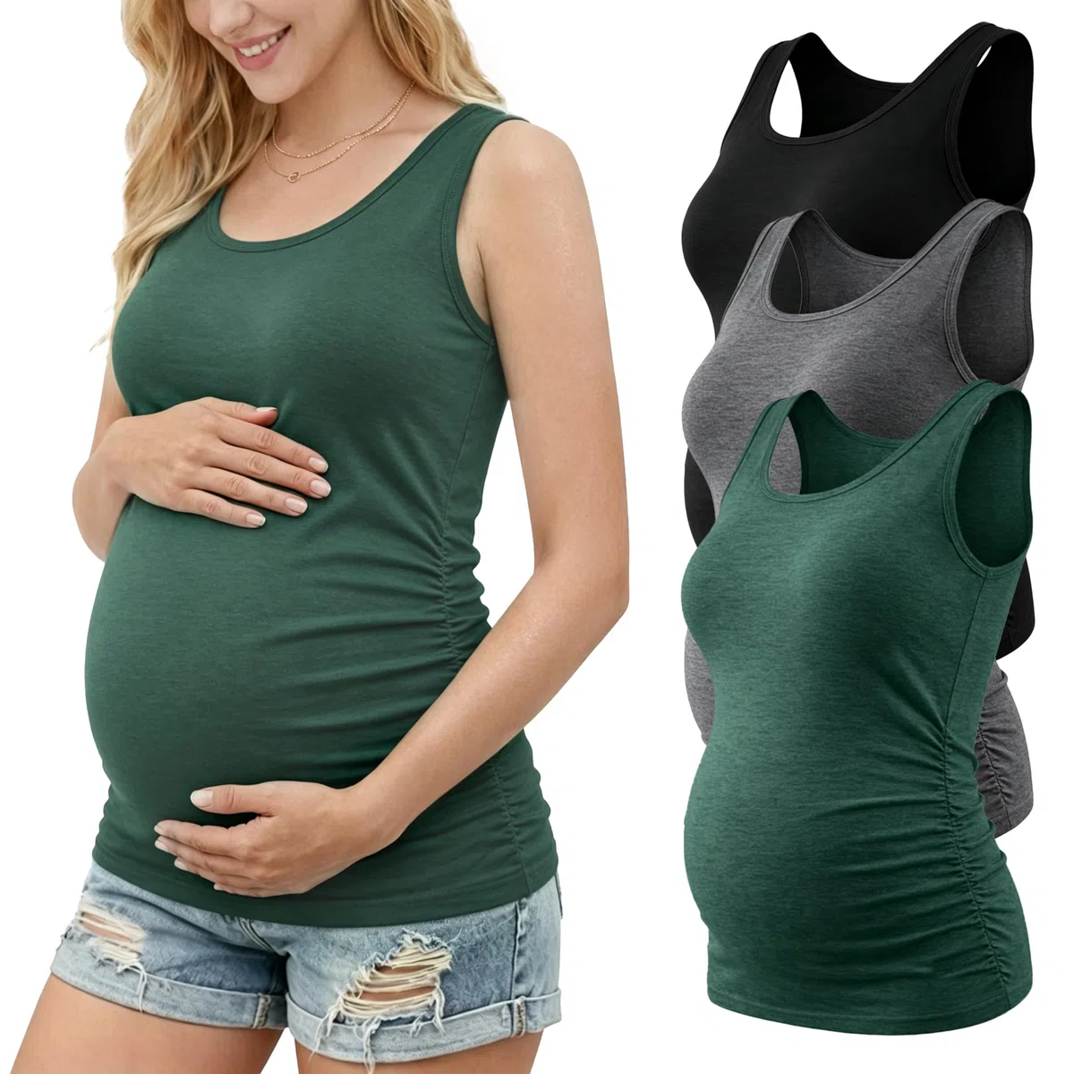 3er Pack Damen Umstandstop Umstandsmode Schwangerschafts Top