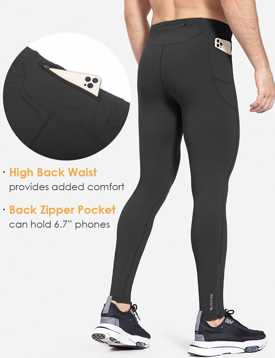 baleaf Themo Running Kompressionshosen Herren Sporthose Winter Trainingshose Atmungsaktiv Sport Leggings Laufhose Lang Tight
