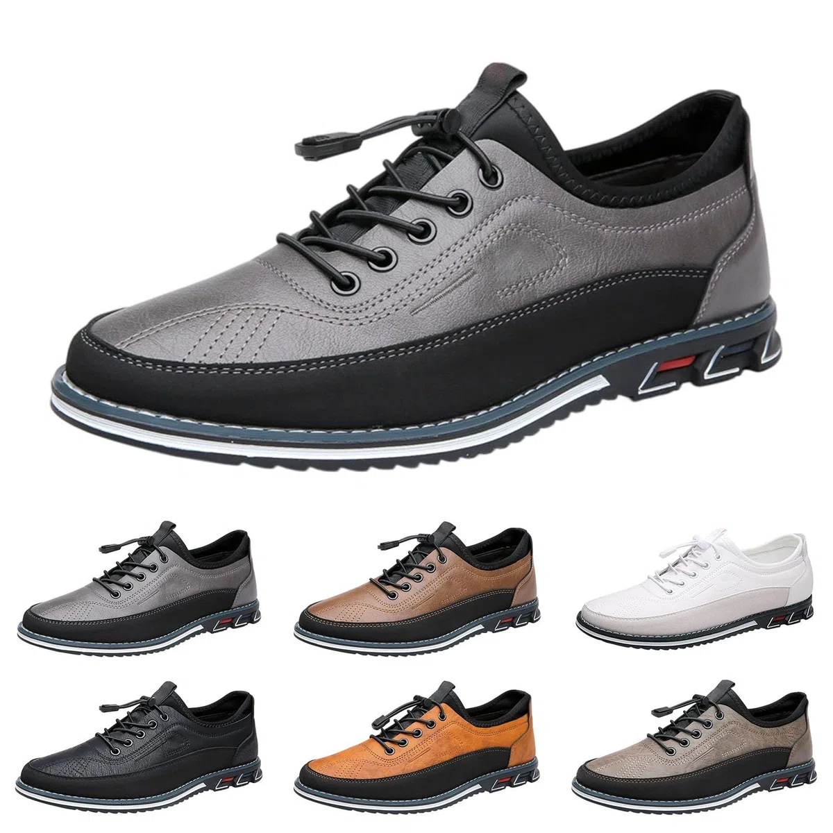 Lederschuhe Herren Sommer - Slip On Sneaker Herren Zum Reinschlüpfen Freizeitschuhe Atmungsaktive Laufschuhe Klassischer Business Schuhe rutschfeste Schlupfschuhe Bequem Herrenschuhe