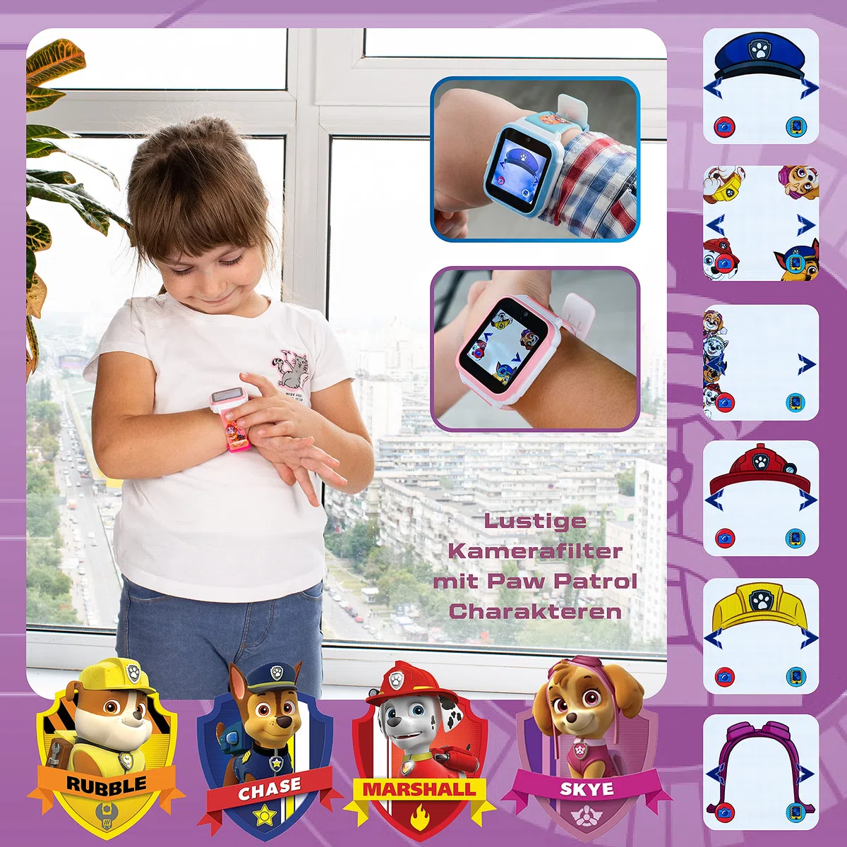 PAW Patrol Kids-Watch Kinder Armbanduhr mit lustigen PAW Patrol Patrol Filtern die mit der integrierten Kamera gemacht Werden