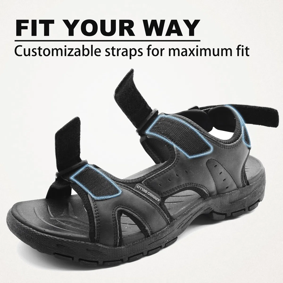 ARRIGO BELLO Sandalen Herren Sommer Trekkingsandalen Rutschfesten Open Toe Wandersandalen mit Klettverschluss für Outdoor Strand Wassersport Sandale Gr.41-46