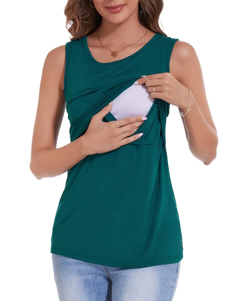 Sosolism Stillshirts Damen Weiches Stilltop Sommer Stilloberteile Ärmellos,Grün,Größe,M