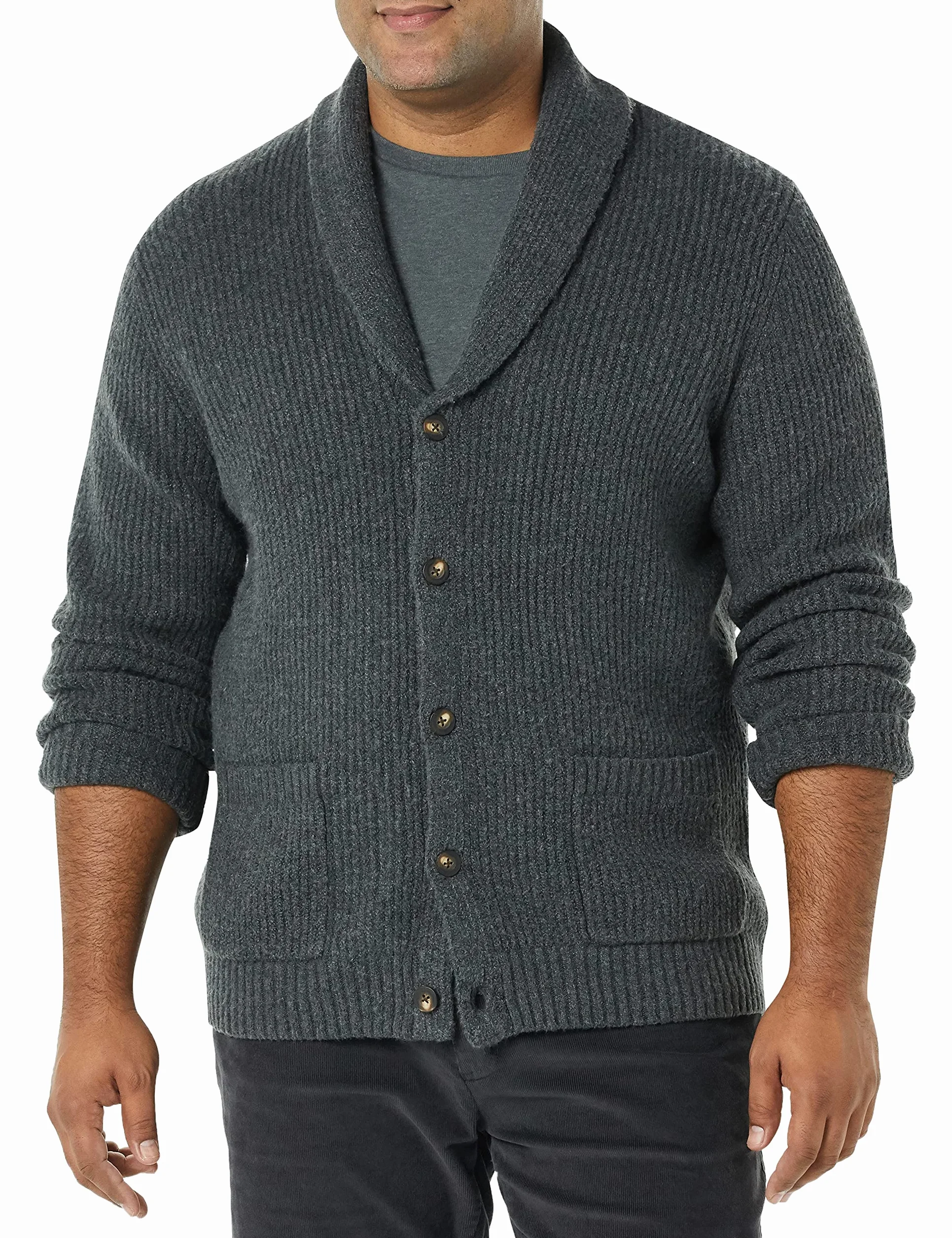 Amazon Essentials Herren Langärmliger Soft-Touch-Cardigan mit Schalkragen