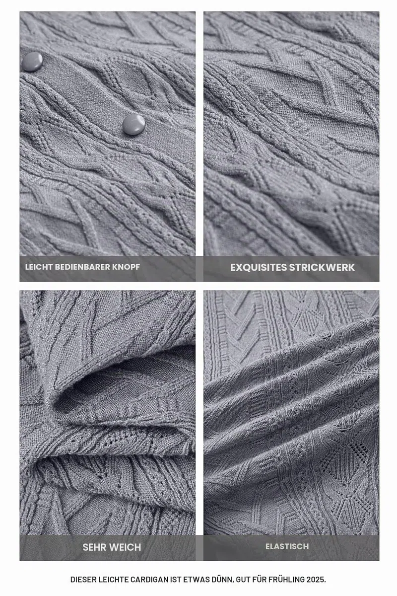 Arach&Cloz Damen Strickjacke Leichte Langarm Rundhals Ausschnitt Cardigan Früling Sommer Strickpullover mit Knopf