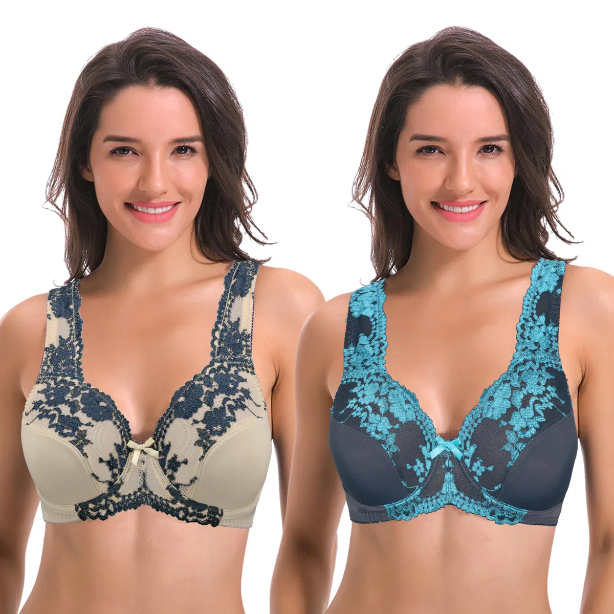 Curve Muse Damen Minimizer BH Ungefüttert Bügel Spitzenstickerei - 2er Pack