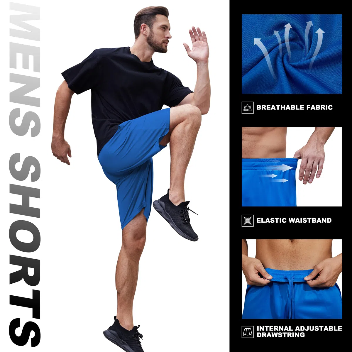 3/5er Pack Sporthose Herren Kurz Hosen Sport Shorts mit Taschen Schnell Trocknend Trainingshose Laufhose für Gym Basketball Fitness