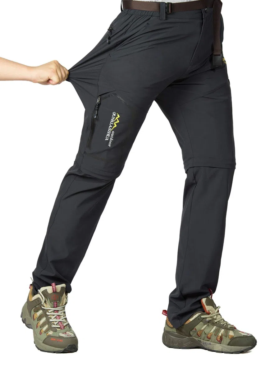 Outdoor Hose Herren Zwei Teile zerlegbar Sonnenschutz Schnell Trocknend Wanderhose Funktionshose mit Gürtel