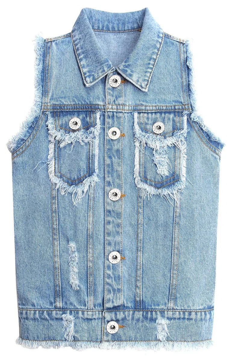 KIDSCOOL SPACE Kleines Mädchen Jeansweste,Junior Denim Weste Tops