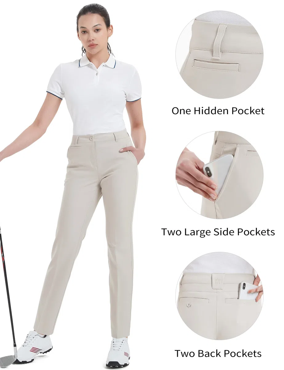 Damen-Golfhose, Stretch, gerade, leicht, atmungsaktiv, Twill - Beige - 46