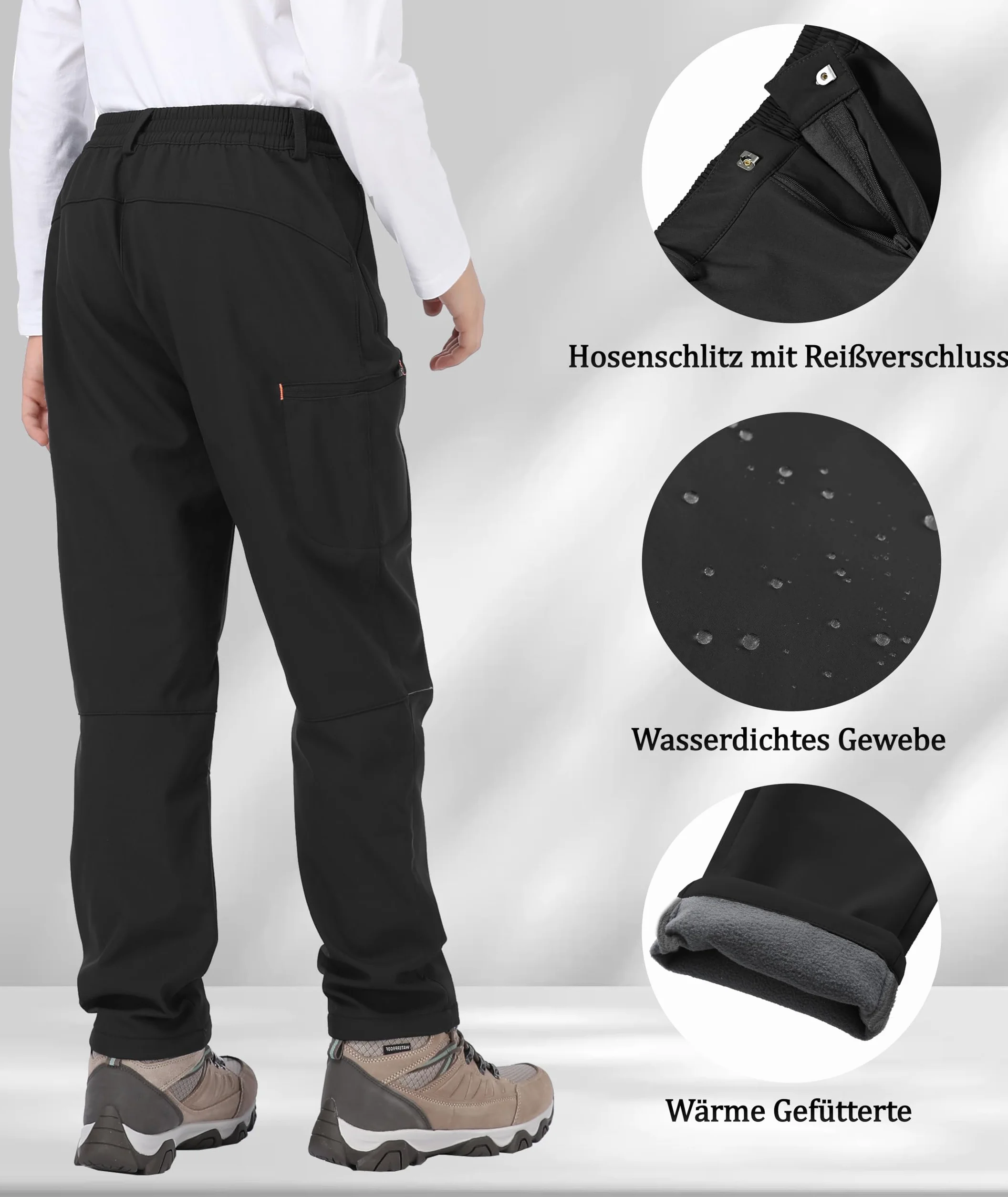 Zoofly Kinder Skihose Gefütterte Softshellhose Atmungsaktiv Winddicht Winter Schneehose Jungen Thermohose Mädchen Warm Outdoorhose Wanderhose Kinder Snowboard Hosen