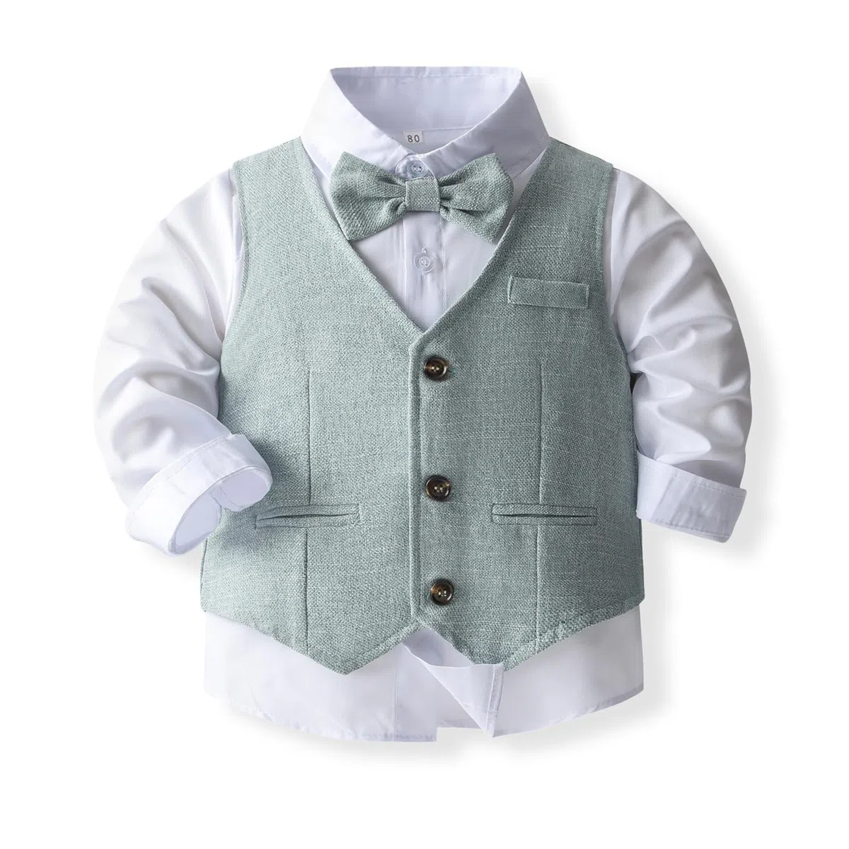 Formal Suit Set Baby Boy Toddler Gentleman Outfit Vest Suits with Bow Tie Dress Shirt Pant Boys Wedding Outfits