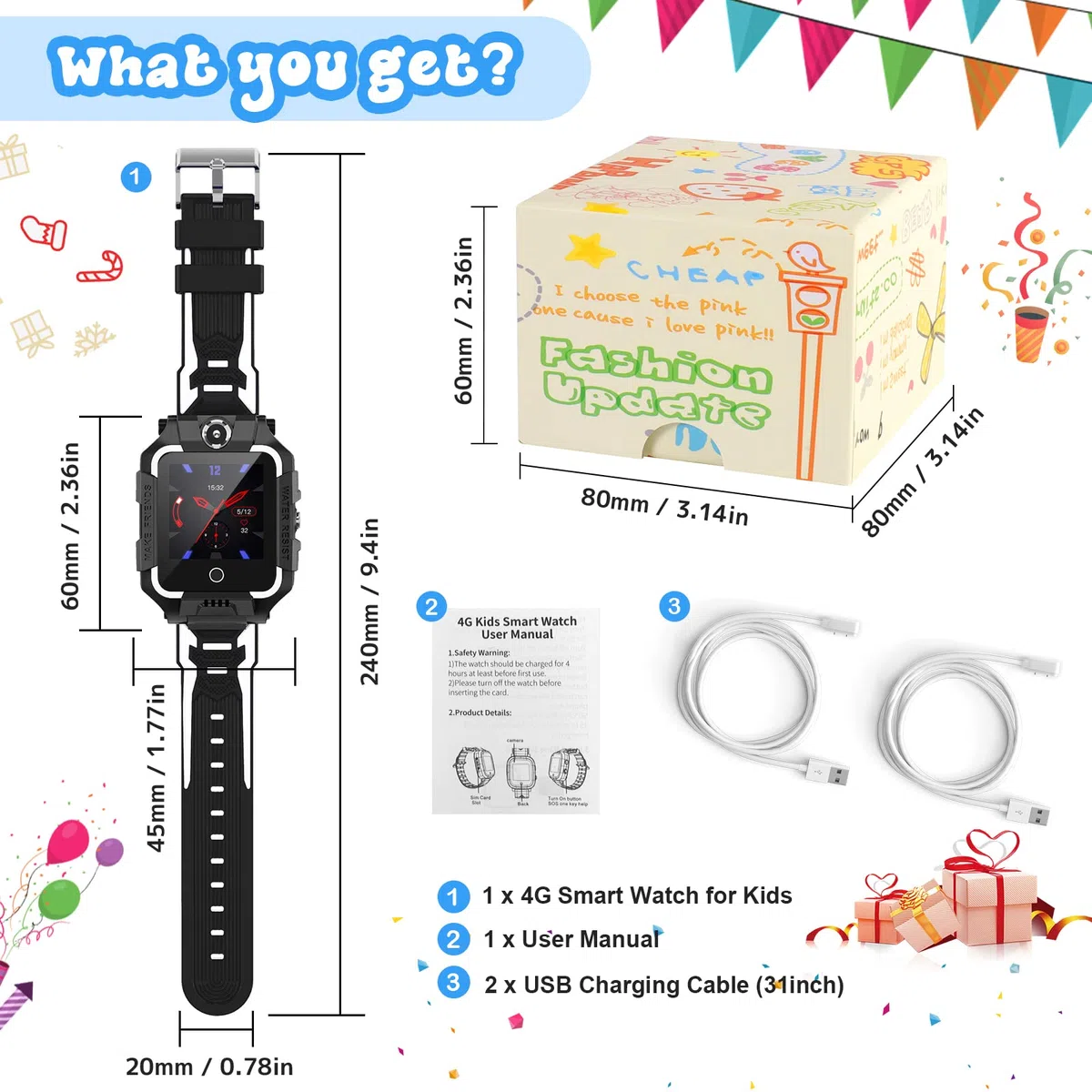 LiveGo 4G Smartwatch für Kinder Mit GPS-Tracker, HD-Touchscreen, Handy Uhr, SMS, Videoanrufe, SOS, Schrittzähler - Für Jungen Und Mädchen 6-12 (T10