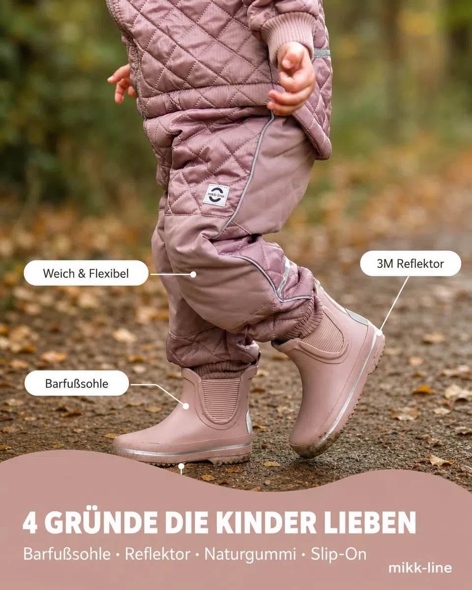 Mikk-line Kurze Gummistiefel Kinder | Barfuß Gummistiefel Kinder | Wetterfeste Slip-On Regenstiefel | Knöchelhohe wasserdichte Outdoor-Schuhe mit rutschfester Sohle