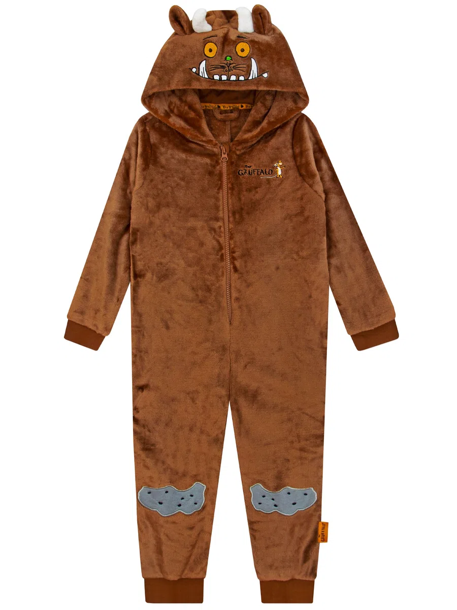 Grüffelo Schlafoverall Kinder | Kuscheliger Onesie Jungen Mit 3D Ohren | Onesie Kinder kuschelig Mit Kapuze