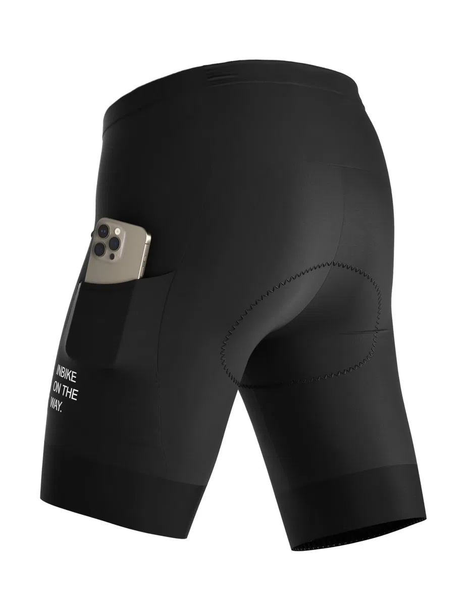 INBIKE Fahrradhose für Herren, 3D-gepolstert, atmungsaktiv, schnell trocknend, leicht, mit 2 Taschen