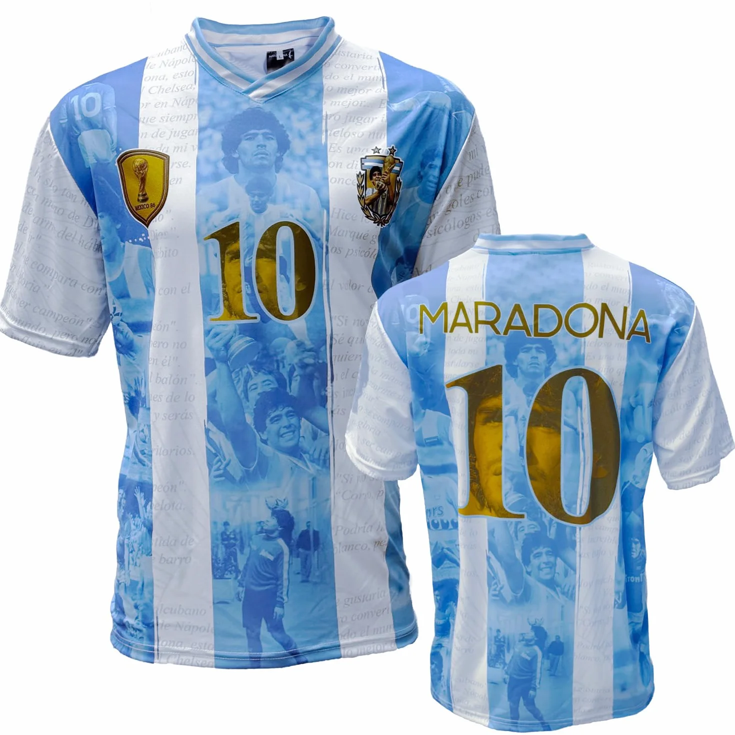 Soul up Fußballtrikot Diego Armando Maradona - EL Pibe de ORO. Offizielle Replica. Argentinien Trikot für Herren und Jungen.