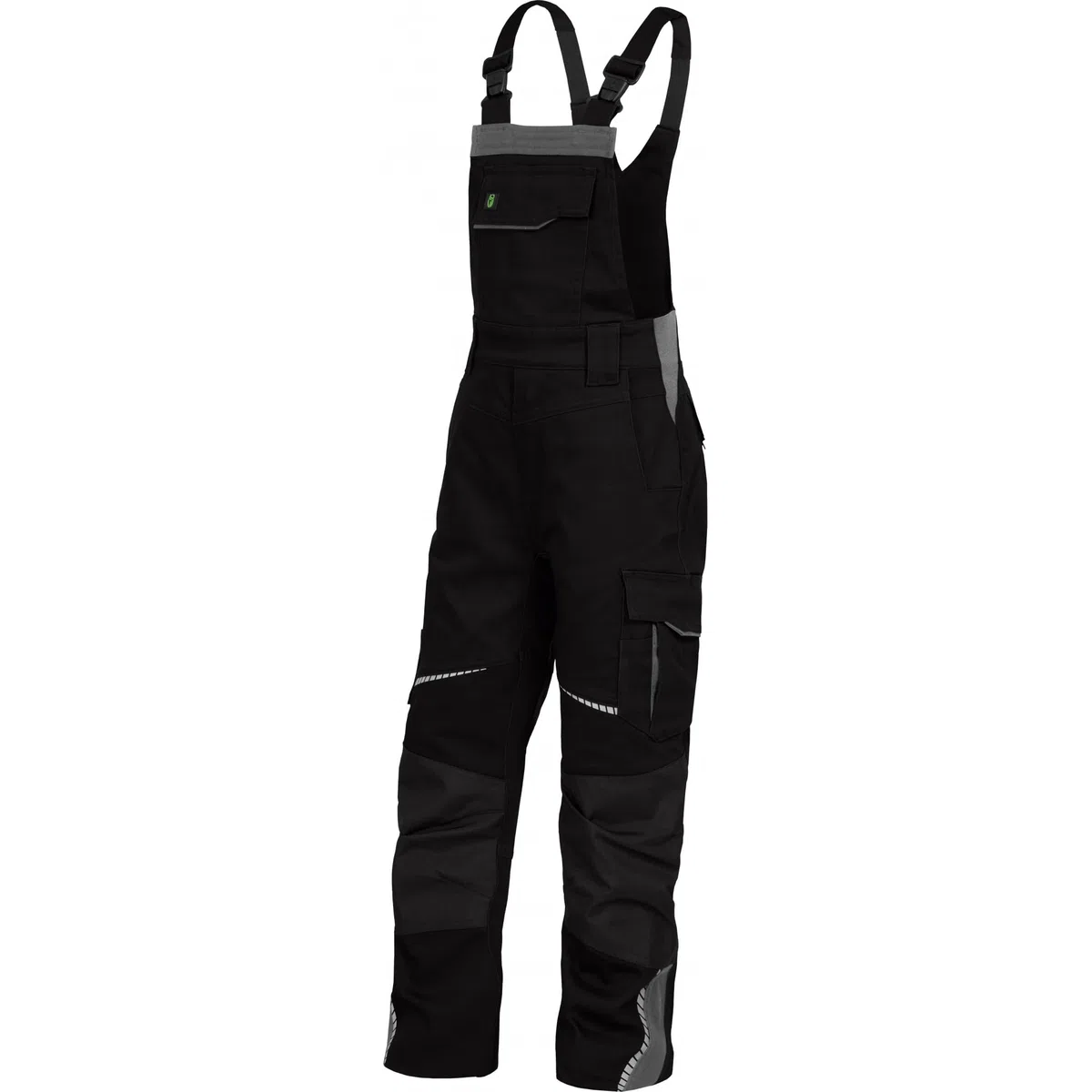 Leibwächter Kinderlatzhose FlexLine, Größe 134–140, Grün, Stretchbund, Knieverstärkung, verstellbare Träger, robuste Arbeitshose Schule, Werkstatt, Garten, atmungsaktiv, Innenfutter, Seitentasche