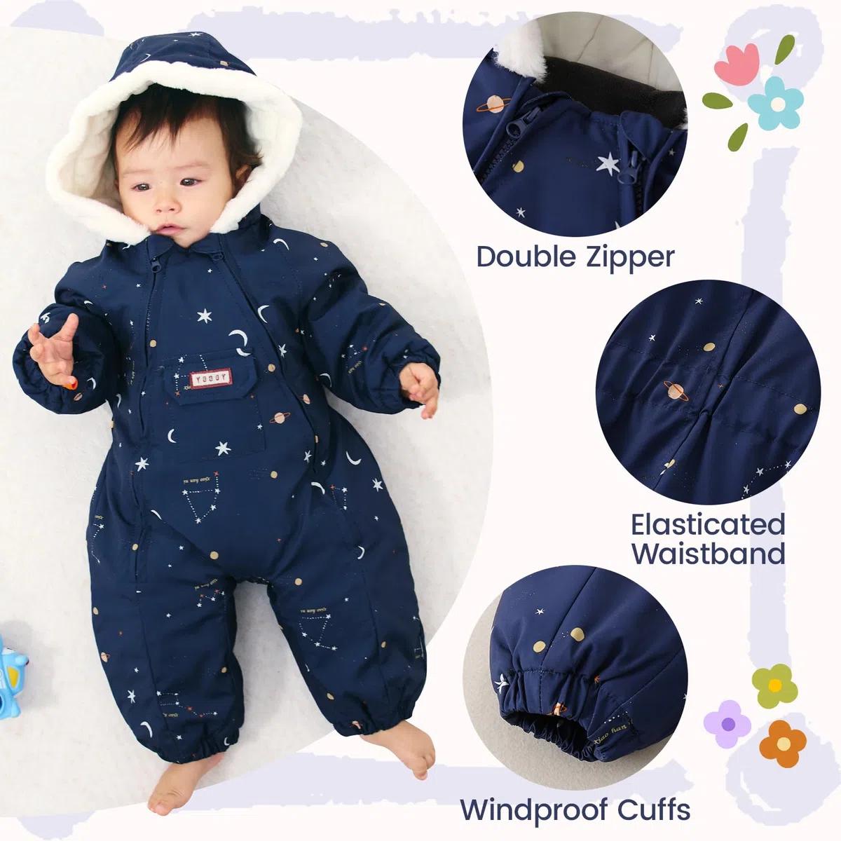 JiAmy Baby Schneeanzug, Baby Jungen Mädchen Winter Overall Strampler Neugeborenes Schneeoverall für 0-24 Monate