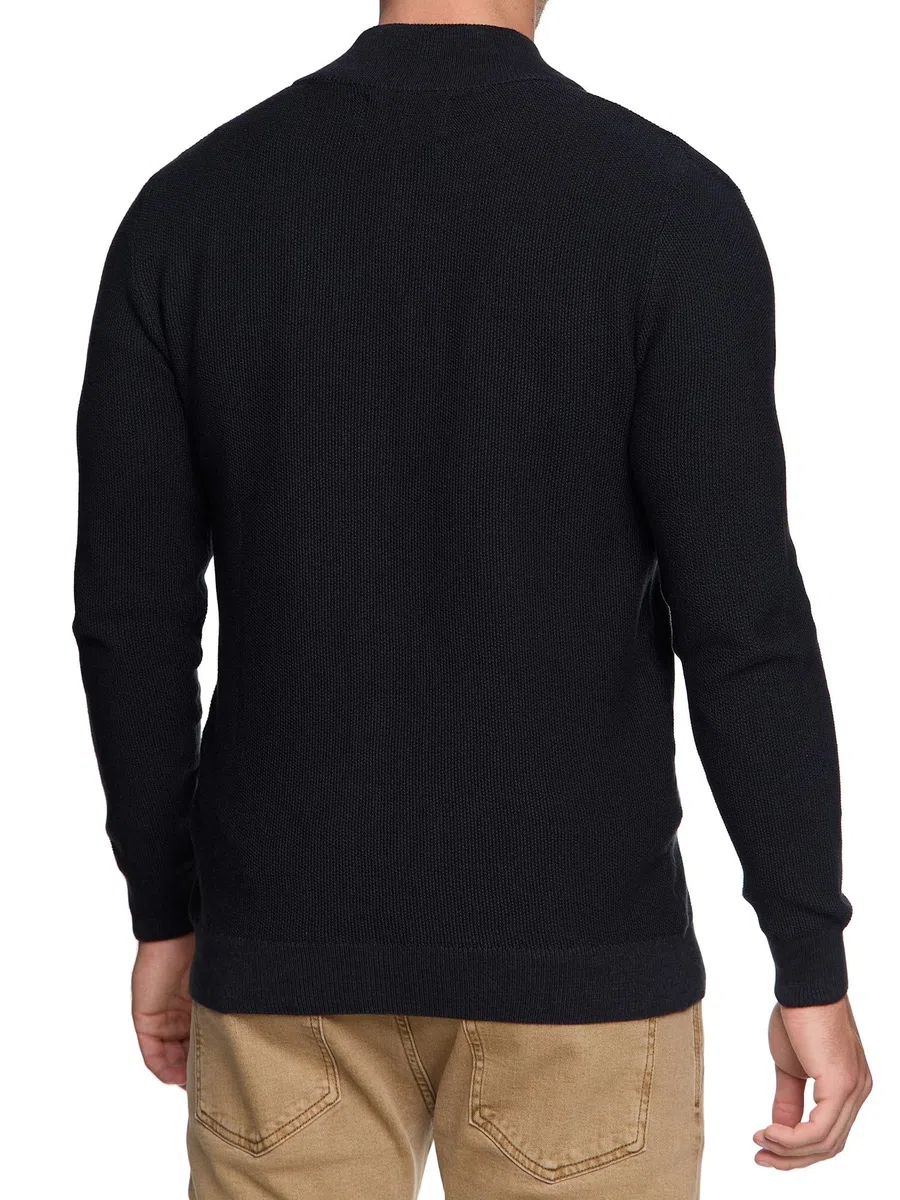 Indicode Herren INWestmoon Strickjacke mit Stehkragen | Fein-Strick Cardigan aus Baumwollgemisch