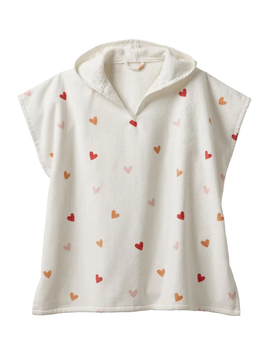 Vertbaudet Kinder Badeponcho HERZEN mit Recycling-Baumwolle