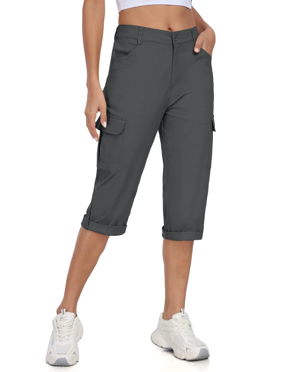 MoFiz Cargo Shorts Damen 3/4 Lange Hosen Wandershorts Trekking Caprihose Sommer Outdoorhose