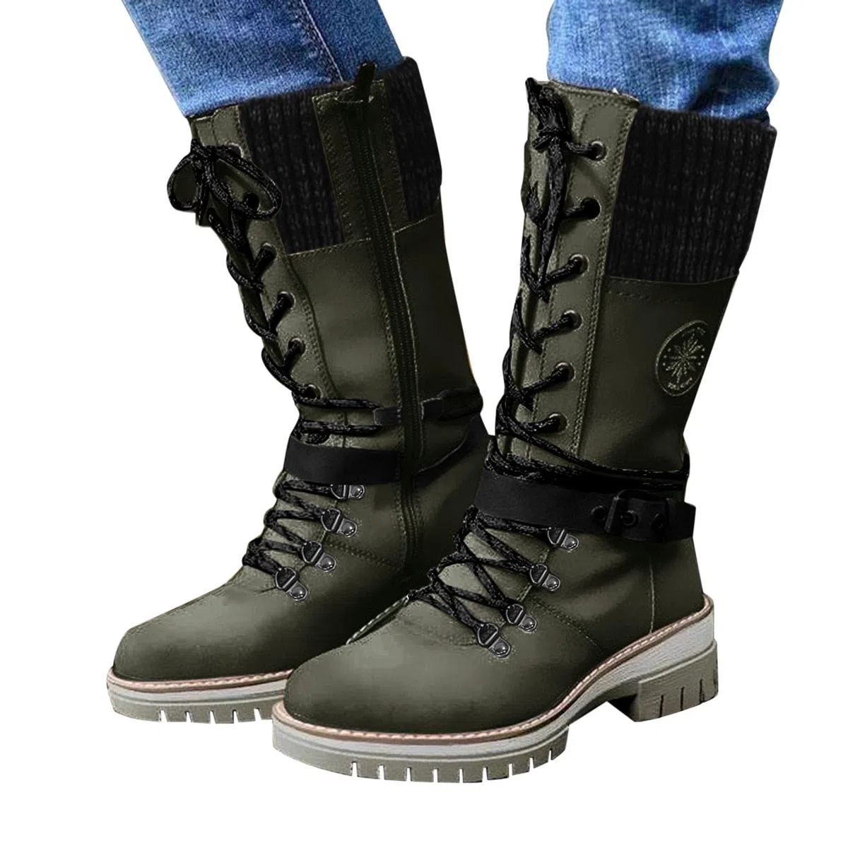 Generisch Stiefeletten Damen Flach Leicht Rutschfest Halbschaft Winterstiefel Bequeme Wasserdicht Weitschaftstiefel Freizeit Außenbereich Winterschuhe Warme Gefüttert Winter Schnee Stiefel