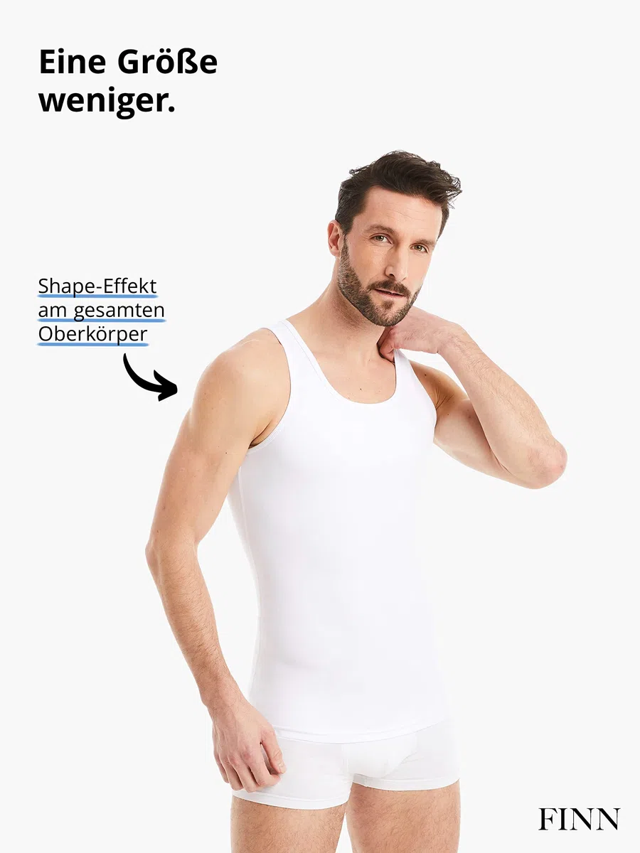 FINN Shapewear Herren Kompressionsshirt – Bauch-Weg Unterhemd & Body-Shaper Männer – Ärmelloses Tank-Top aus Baumwolle für flacheren Bauch und bessere Haltung