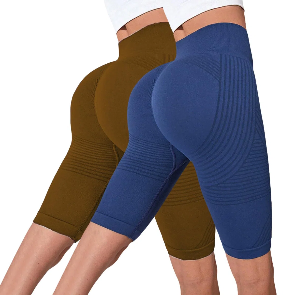 Generisch 2 Stück Cellulite Leggings Sport Shorts Damen Kurze Sporthose Push Up Kurze Leggings Butt Lifting Gym Short Lipödem 3D Leggins 3D-Kompressionsleggings, Lymphdrainage Yoga-Shorts