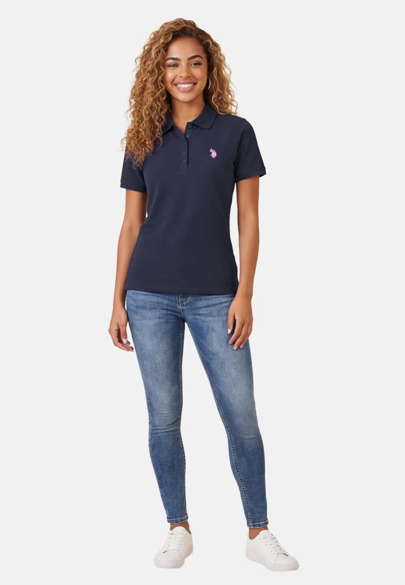 U.S. POLO ASSN. Damen Poloshirt (S-2XL) Kurzarm Polohemd mit Flachstrickkragen P007