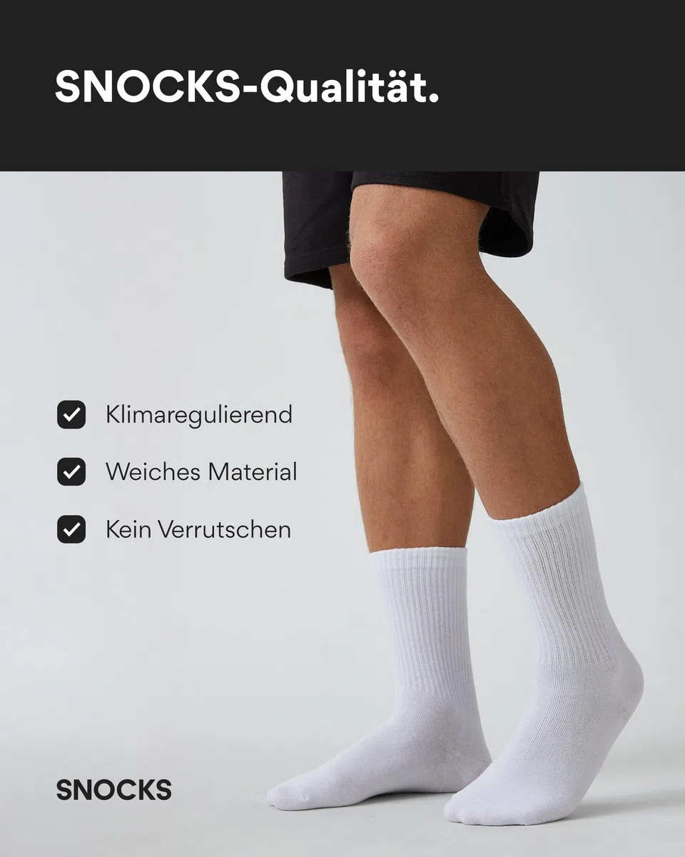 Snocks Premium Tennissocken Damen und Herren aus Bambusviskose - Atmungsaktive & antibakteriell Bambus Socken - Sportsocken in Gr. 35-50
