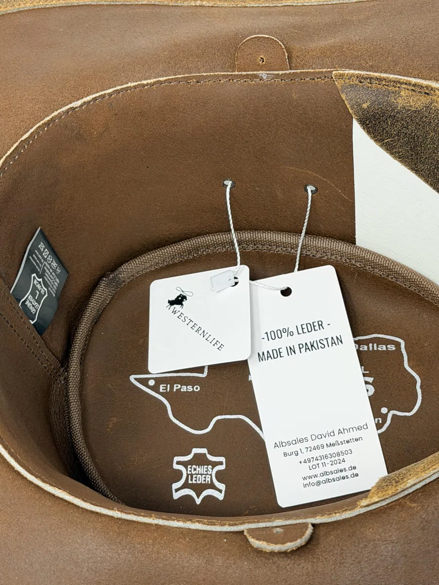 Lederhut Western Cowboy – Outdoor Hut Reiten, Wandern & Abenteuer Burnt Oak