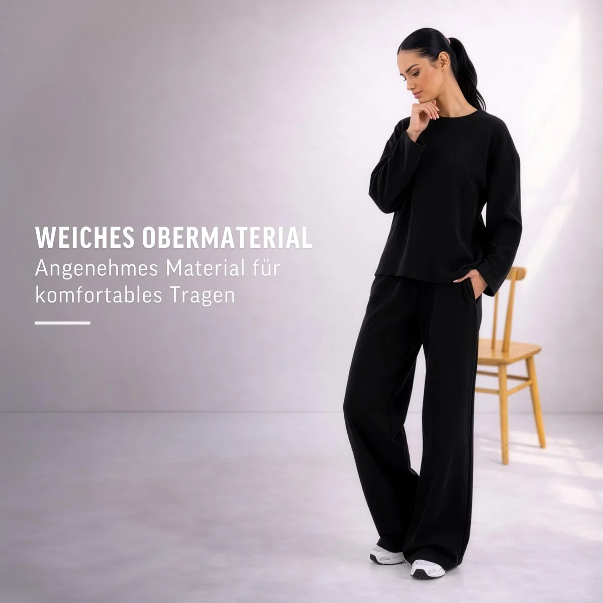 SMILODOX Longsleeve Damen Sirel Oversize Fit, Langarmshirt, Sport Oberteil mit minimalistischem Design, Rundhalsausschnitt, Dezentes Logo-Stitching, Lässige Silhouette, für Gym & Freizeit