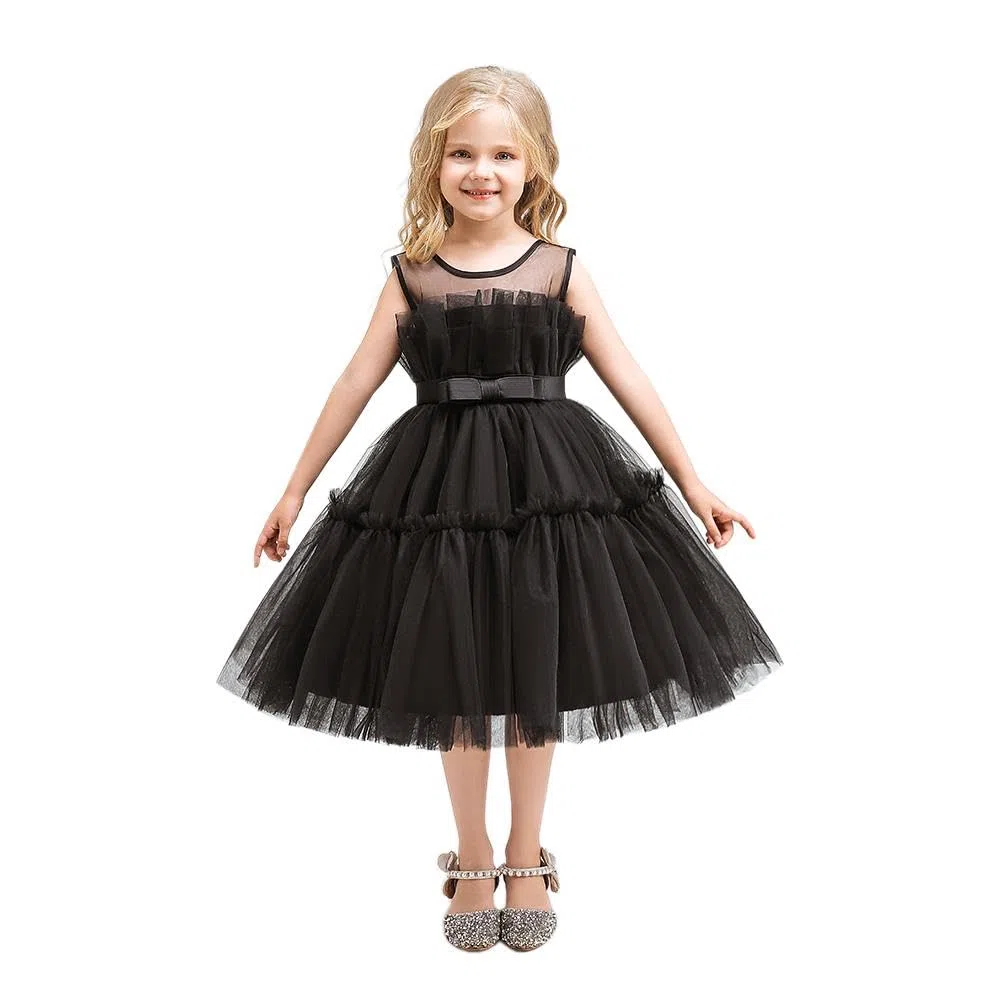 Lito Angels Elegantes Kleid Hochzeit Blumenmädchen Ballkleid Tüllkleid für Baby Kinder Mädchen, Schwarz Minzgrün