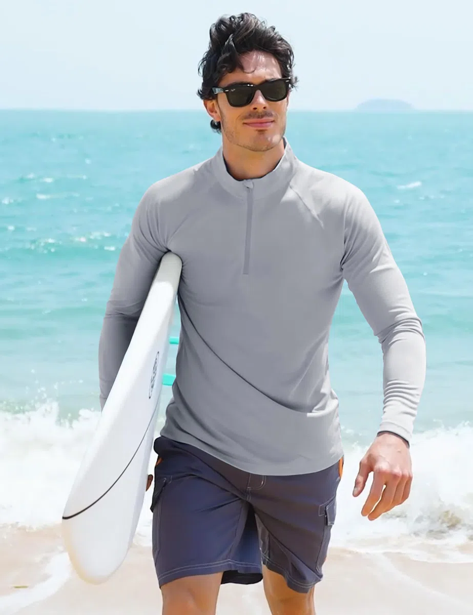 MAGCOMSEN UV Shirt Herren UPF 50+ 1/4 Reißverschluss Funktionsshirt Langarm Rashguard Sportshirt Sweatshirt Longsleeve