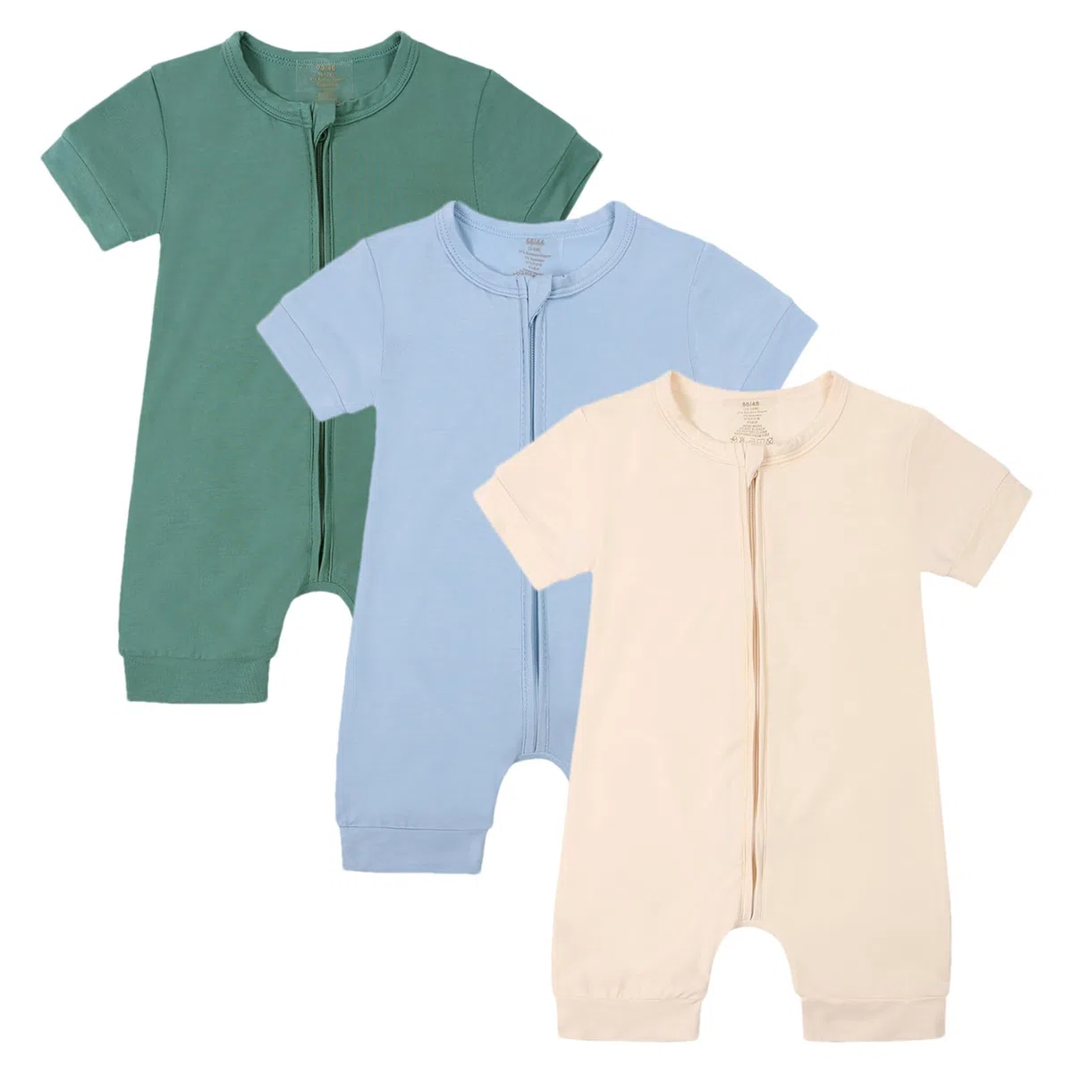 amropi Strampler Baby Mädchen 3er-Pack Kurzarm Schlafstrampler Reißverschluss Sommer Schlafanzug