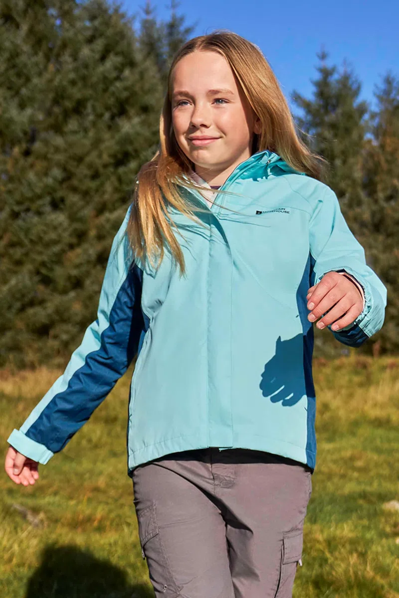 Mountain Warehouse Shelly II Kinderjacke - Wasserfest, versiegelte Nähte, Regenjacke mit verstellbare Bündchen, Taschen, Jungen und Mädchen - Frühling, Sommer