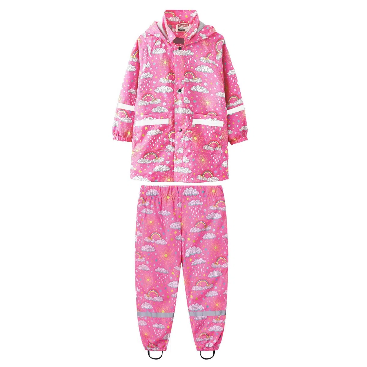 Generisch Kinder Dinosaurier Regenbogen Bedruckte Regenjacke mit Kapuze Winddichter Regenmantel Kinder Langarm Hoodie Trench Pants Outfits Skihose Kinder Latz (Hot Pink, 10 Year)