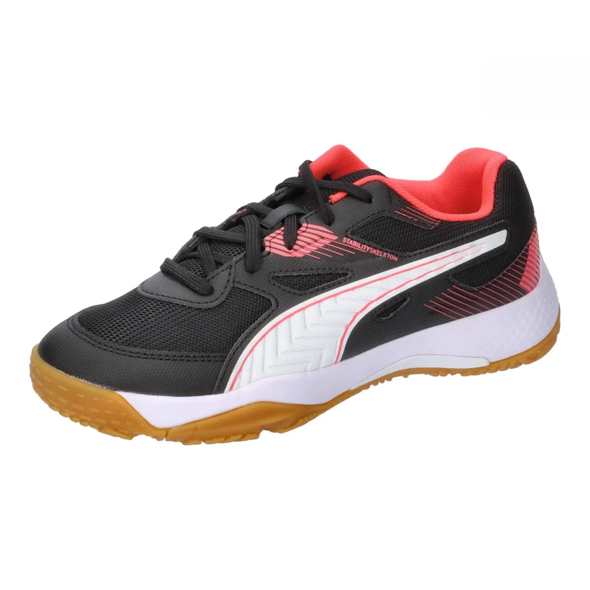 PUMA Soloarflash JR II Unisex Kinder Sneaker Hallenschuhe Weiss/rot 106883 04