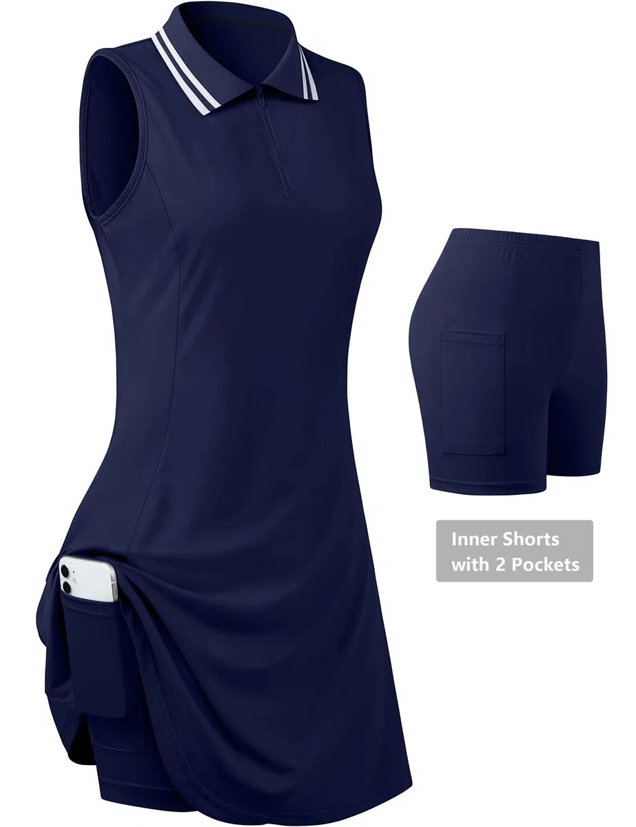 Damen Freeye Ärmelloses Tennis-/Golfkleid für Damen, Innenshorts Tenniskleid