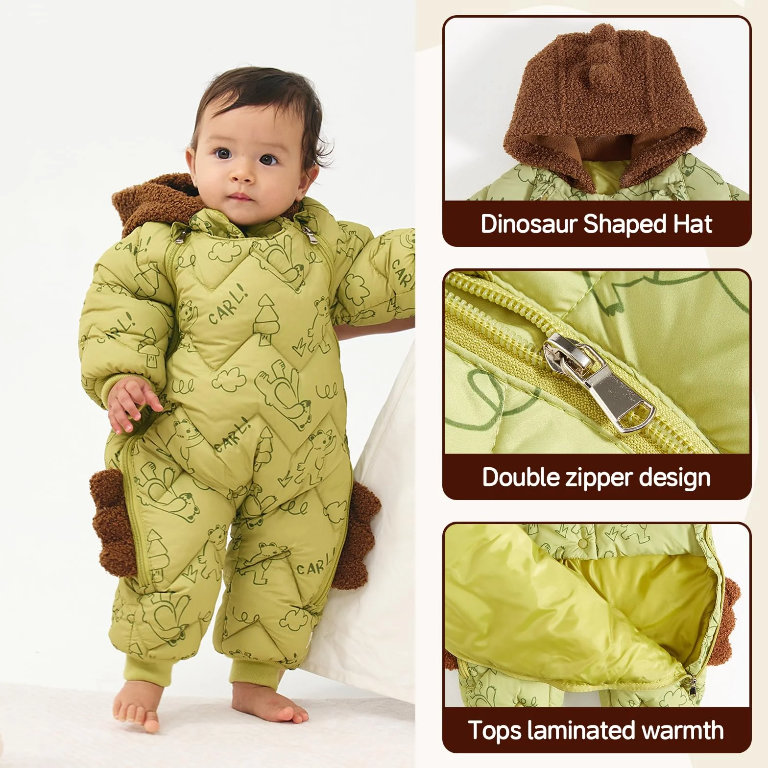 WYTbaby Baby Schneeanzug Winter Overall Mit Kapuze Dick Warm Strampler für Kleinkind Jungen Und Mädchen 6-24 Monate