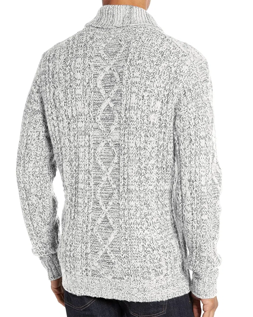 Runcati Herren Strickjacke Langarm Kragen Cardigan mit Zopfmuster Reißverschluss Jacke Gestrickt für Hemd und Shirt