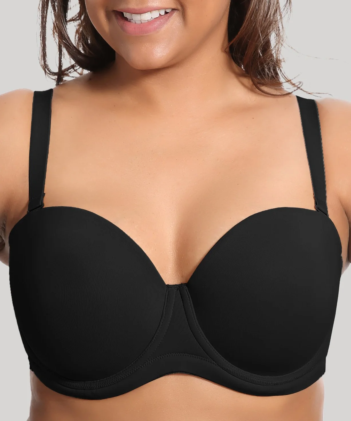 DELIMIRA Damen Trägerloser BH mit bügel Große Größen Seamless Dirndl BH mit Geformte Cups