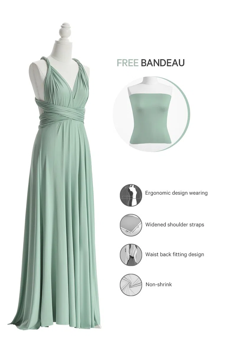72styles Infinity Kleid mit Bandeau Brautjungfernkleid Multi-Way Kleid Lang Übergröße Convertible Twist Wickelkleid