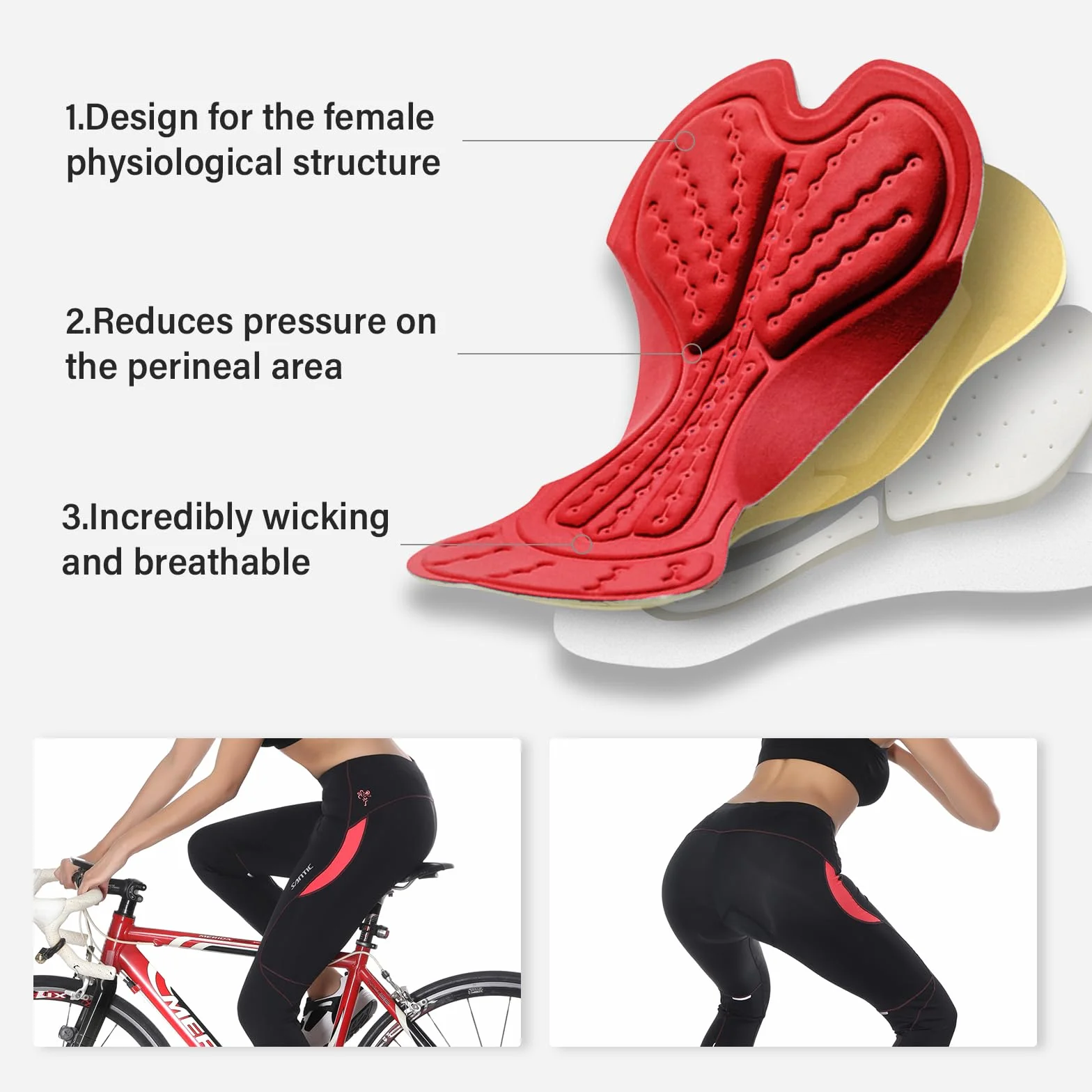 Santic Fahrradhose Damen Lang mit 4D Sitzpolster Atmungsaktive Dehnbare Radlerhose für Moutainbike