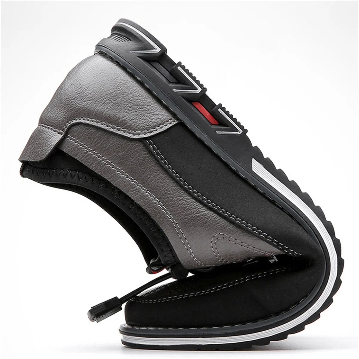 Lederschuhe Herren Sommer - Slip On Sneaker Herren Zum Reinschlüpfen Freizeitschuhe Atmungsaktive Laufschuhe Klassischer Business Schuhe rutschfeste Schlupfschuhe Bequem Herrenschuhe