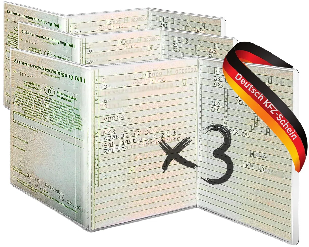 Ugozen 3-stückige Transparente PVC-Fahrzeugschein-Hülle - Robust, Schmutzabweisend, Passgenau - Made in France