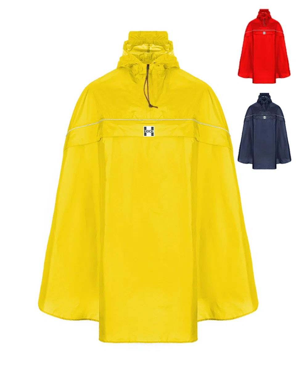 HOCK Fahrrad Regenponcho mit neuer Kapuzenform - Fahrradponcho Wasserdicht mit Reflektoren - Herren Damen Regenschutz - optimales Regencape zum Mitnehmen für alle Biker