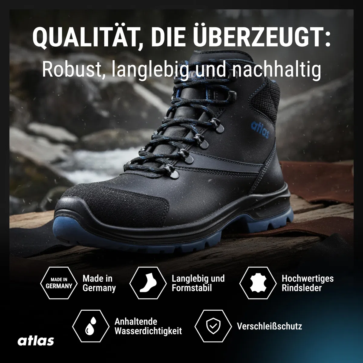 Atlas alu-tec 735 XP ESD Sicherheitschuhe Arbeitsschuhe für Herren und Damen S3 wasserdicht, Outdoor, Aluminiumkappe