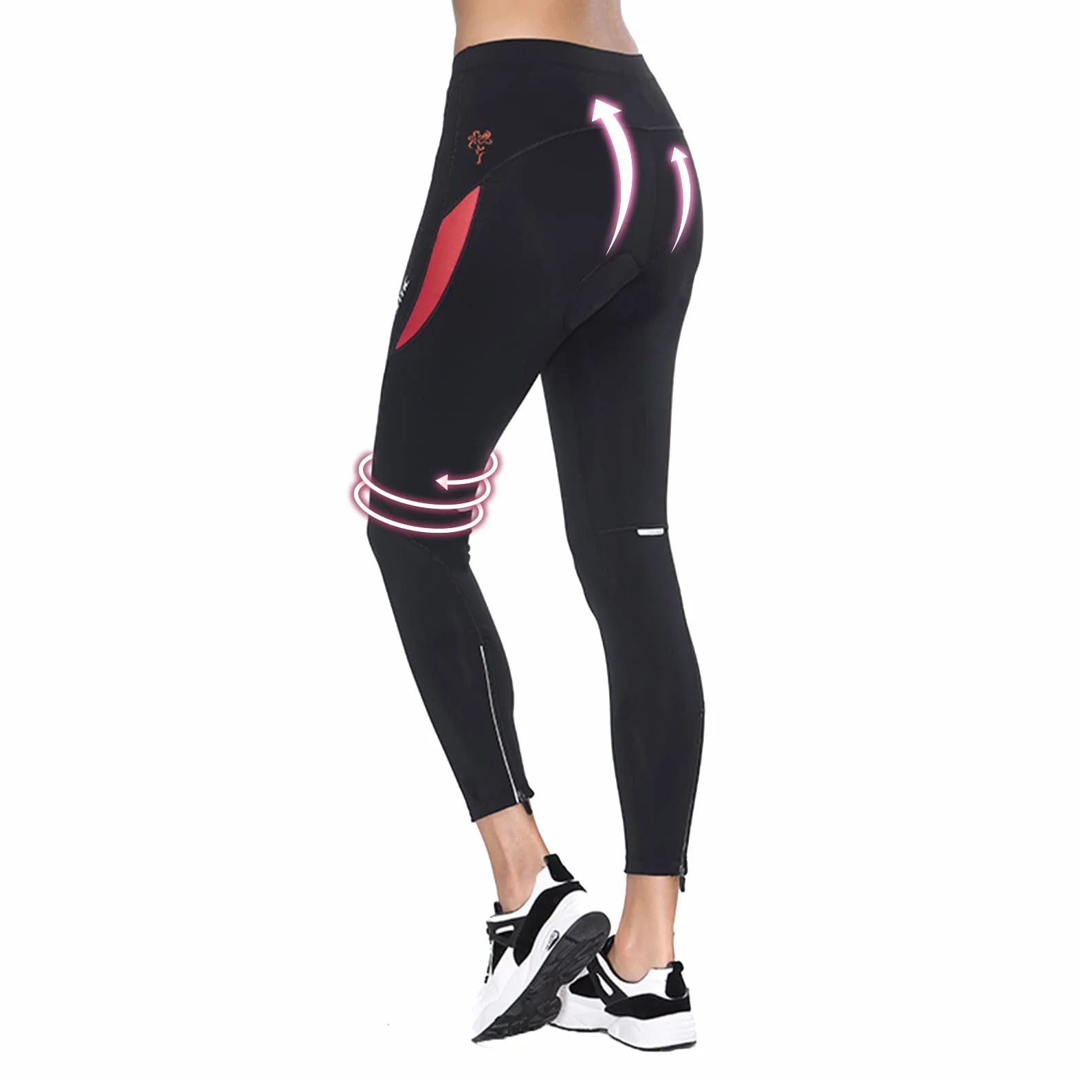 Santic Fahrradhose Damen Lang mit 4D Sitzpolster Atmungsaktive Dehnbare Radlerhose für Moutainbike